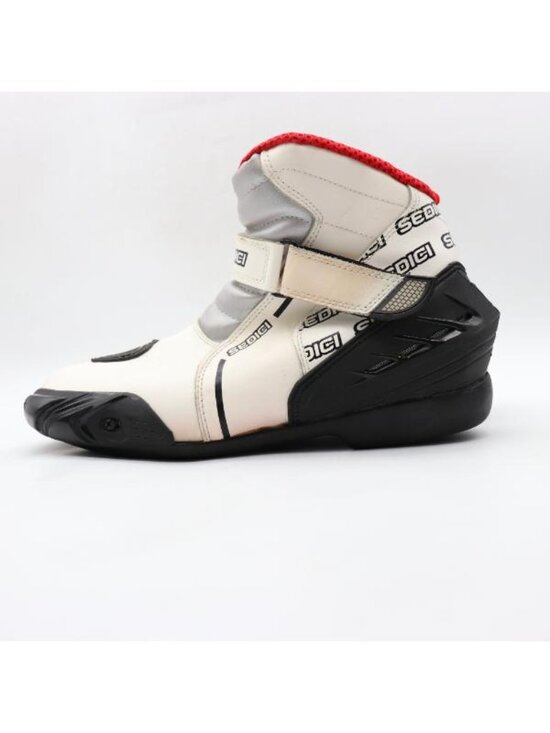 Sedici Rapido Leather Motorcycle Riding Boots Men’s Size 12 White /Black Zipper main image 6